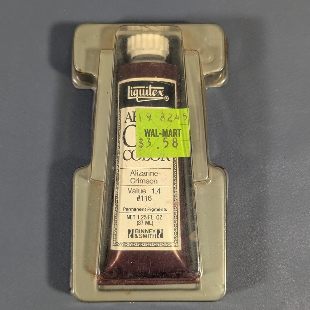 Vintage Liquitex Acrylic Color Alizarine Crimson 1.25oz Binney & Smith Paint